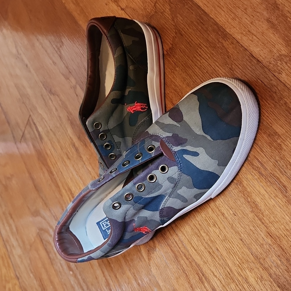 Ralph lauren slip on camo tennis shoes